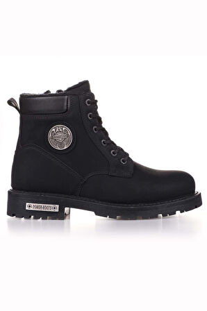 Unisex Siyah Kaymaz Termo Taban İçi Kürklü Rahat Kışlık Bot