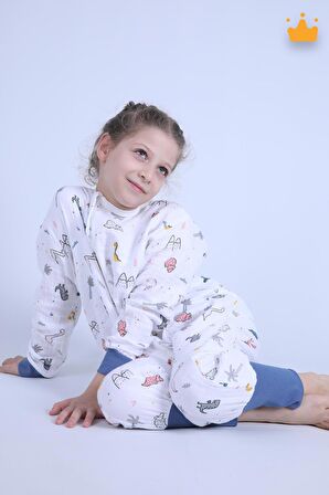 Begisa 2-8 Yaş 1 Tog Müslin Çocuk Uyku Tulumu Unisex Baharlık Yazlık Uzun Kollu Uyku Tulumu