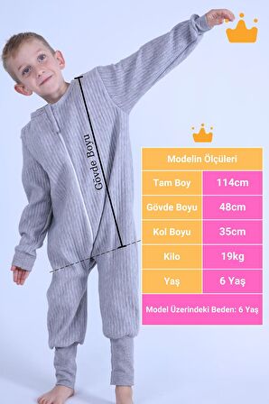 Begisa 2-8 Yaş 1.5 Tog Kapitone Çocuk Uyku Tulumu Unisex Baharlık Uzun Kollu Uyku Tulumu