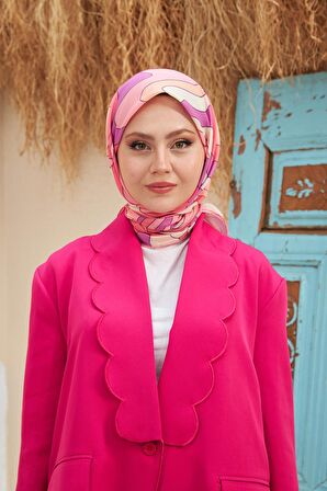 Yeni Twist Desen Pamuk Viskon Eşarp Pembe 1133-01