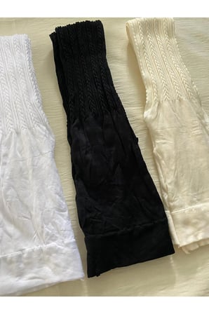 3'LÜ Kız Çocuk Desenli Renkli Orta Kalın Mevsimlik Külotlu Çorap SİYAH & BEYAZ & VANİLYA