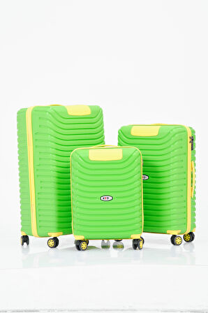 Keo-Plus Yeşil-Sarı 3 lü Set Silikon Kırılmaz PP Valiz
