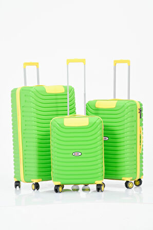 Keo-Plus Yeşil-Sarı 3 lü Set Silikon Kırılmaz PP Valiz