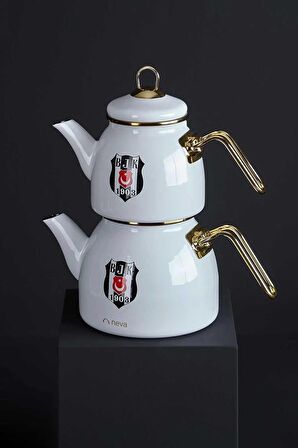 LİSANSLI BEŞİKTAŞ ÇAY KEYFİ! EMAYE 1. KALİTE ÇAYDANLIK VE 2'Lİ ÇAY FİNCAN TAKIMI 