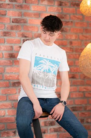 FBI JEANS DESENLİ SLİMFİT PAMUKLU ERKEK T-SHİRT