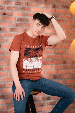 FBI JEANS DESENLİ SLİMFİT PAMUKLU ERKEK T-SHİRT