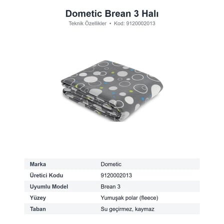 Dometic Brean 3 Çadır Halısı Fleece Polarlı Ölçüsüne Özel (9120002013)