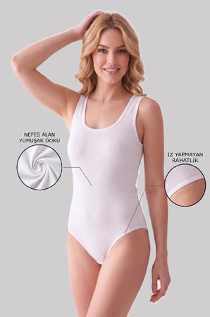 Tutku Kadın Badi Zıbın Body Geniş Askılı Kopçalı Elastan 6’lı-Rahat İç Giyim
