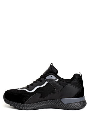 Erkek Siyah Faylon Taban Hafif Günük Rahat Spor Ayakkabı Sneaker