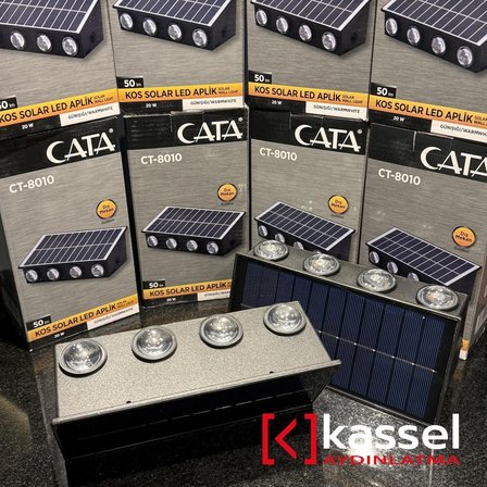 KASSEL AYDINLATMA 4 ADET CATA 20W KOS SOLAR LED APLİK (DIŞ MEKAN) GÜNIŞIĞI CT-8010G BAHÇE CEPHE AYDINLATMASI