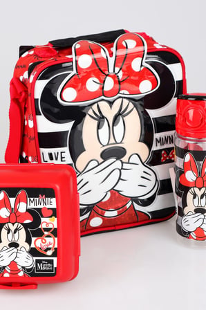 YENİ SEZON LİSANSLI MINNIE MOUSE BESLENME ÇANTASI,BESLENME KABI VE TRITAN MATARA 500 ML BESLENME SETİ