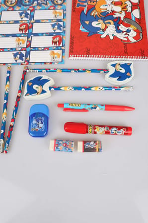 LİSANSLI SONIC 19 PARÇA KIRTASİYE SETİ İLE KALEM ÇANTASI 