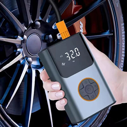4000 MaH Şarjlı Taşınabilir Araba Lastik Hava Top Şişirme Pompası Led Işıklı Dijital Hava Kompresörü