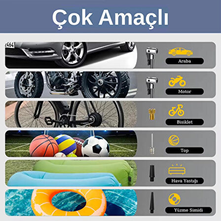 Şarjlı Ledli Powerbank özellikli Oto Motosiklet Bisiklet Lastik Hava Kompresörü Hava Pompası