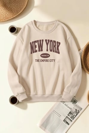 Unisex New York Empire Baskılı Bisiklet Yaka Sweatshirt