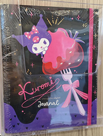 Kuromi hello kitty sert kapak içten spiralli journal çok amaçlı defter ( 24cm * 17 cm )