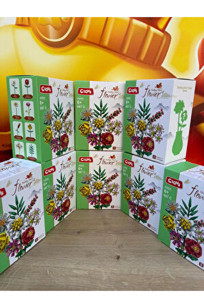 Dekoratif Çiçek Buketi Yapım Seti Legosu Çiçek Lego 500+ Parça 8 KUTU BİRDEN FULL SET YEŞİL
