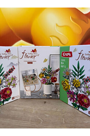 Dekoratif Çiçek Buketi Yapım Seti Legosu Çiçek Lego 500+ Parça 8 KUTU BİRDEN FULL SET YEŞİL