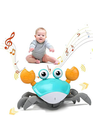 Emeklemeye Yardımcı Kapatıp Açılabilen Müzikli Sensörlü Şarjlı Yengeç Oyuncak Hareket Eden Yengeç