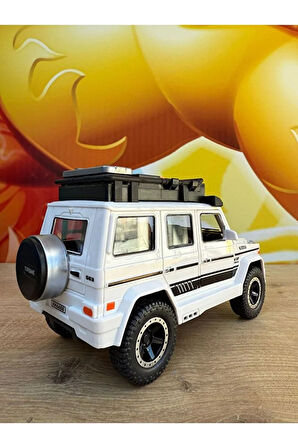 Mercedes G63 Işıklı Müzikli Lüks Jeep Mercedes G65 Beyaz Jip Model Araba 17CM Açılan Kapılar