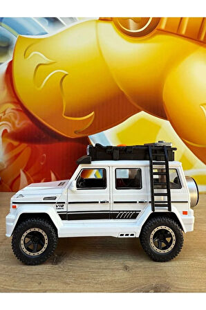 Mercedes G63 Işıklı Müzikli Lüks Jeep Mercedes G65 Beyaz Jip Model Araba 17CM Açılan Kapılar
