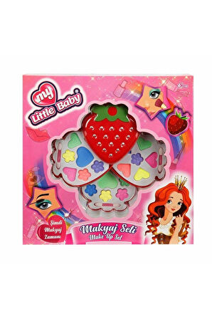 Çilek Kutulu 3'lü Makyaj Seti - Makyaj Oyun Seti Oyuncak Çilek Üçlü Kutulu Makyaj Seti SÜRÜLEBİLİR