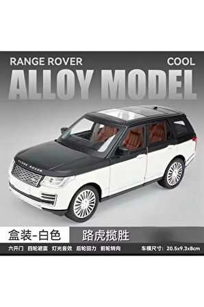 Range Rover Land Jip Tarzı Araba Diecast Model Araba 1:24 Range Rover Beyaz Jip Sesli Ve ışıklı