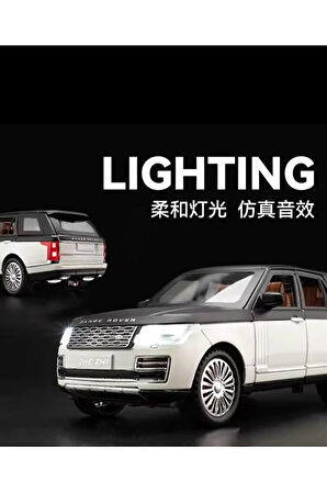 Range Rover Land Jip Tarzı Araba Diecast Model Araba 1:24 Range Rover Beyaz Jip Sesli Ve ışıklı