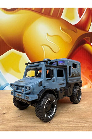 Lüks Sürtmeli Sesli Işıklı Müzikli Off Road Aracı Arazi Aracı Lüks Oyuncak Karavan 18Cm