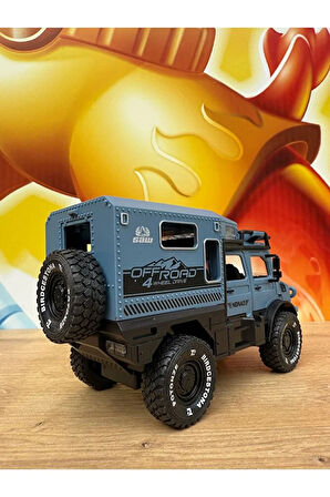 Lüks Sürtmeli Sesli Işıklı Müzikli Off Road Aracı Arazi Aracı Lüks Oyuncak Karavan 18Cm