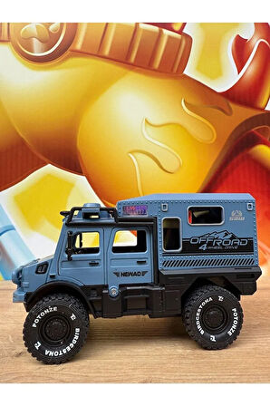 Lüks Sürtmeli Sesli Işıklı Müzikli Off Road Aracı Arazi Aracı Lüks Oyuncak Karavan 18Cm
