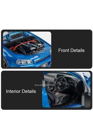 Nissan Skyline GTR R34 1:24 Ölçek Diecast Model Araba Açılan Kapılar Nıssan GTR Model