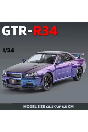 Nissan Skyline GTR R34 1:24 Ölçek Diecast Model Araba Açılan Kapılar Nıssan GTR Model