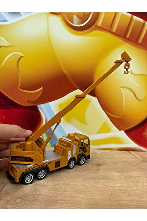 OYUNCAK SÜRTMELİ KIRILMAZ İŞ MAKİNASI VİNÇ TIR İŞ MAKİNALARI VİNÇ UZAR METAL KAFALI