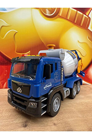 Beton Mikseri Oyuncak İş Makinesi Mikser Sesli Işıklı Sürtmeli Büyük Boy 1:10 Oyuncak İş Makineleri