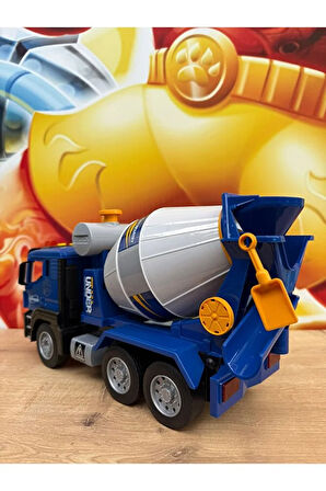 Beton Mikseri Oyuncak İş Makinesi Mikser Sesli Işıklı Sürtmeli Büyük Boy 1:10 Oyuncak İş Makineleri