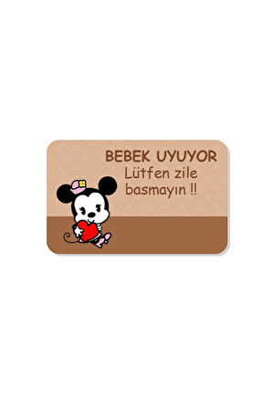 Bebek uyuyor yazılı Dekoratif Dış Kapı Önü ve Iç Mekan Paspası yıkanabilir