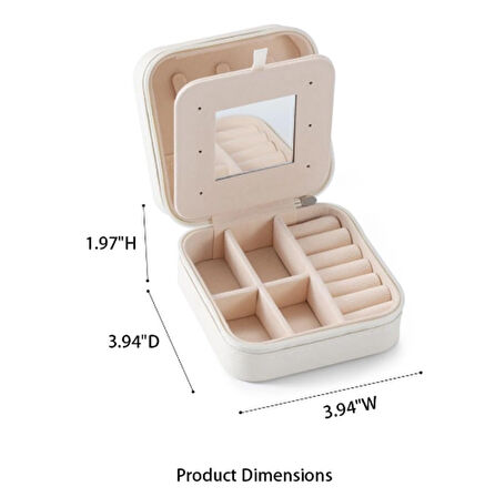 MİNİ Seyahat Takı Kutusu Düzenleyici Aynalı Taşınabilir Takı Saklama Kutusu beyaz