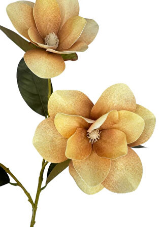 Yapay Çiçek Somon Manolya Islak Doku 3 Kafalı Uzun Dal Çiçek Flowers 80cm