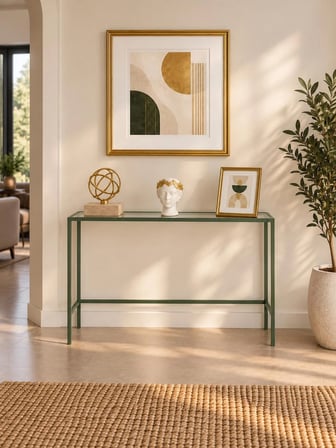Yeşil Metal Şeffaf Camlı Modern Dresuar 100cm