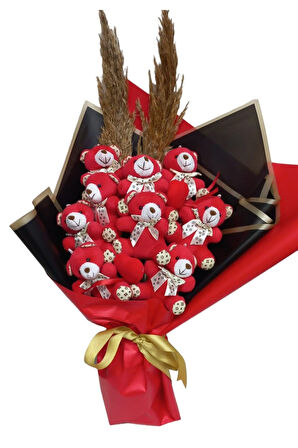 kırmızı ayıcık buketi