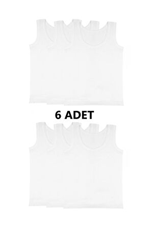 6'lı Karışık Renk Erkek Atlet Takım Beyaz