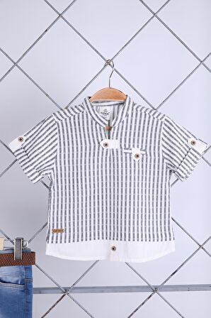 Babyhola Pamuk Gömlek Kot Pantolon Erkek Bebek Çocuk Bayramlık Takım Elbise 22329