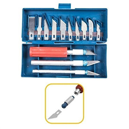 caselka® Zanaat 16 Parça Hobi Gravür Ahşap Heykel Çömlek Oyma Şekil Verme 13 Maket Bıçak Neşter Seti