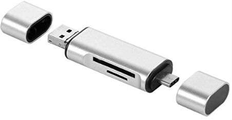 Lunatic 4858 Type C Usb Kart Okuyucu Micro Sd Card Reader Çevirici Dönüştürücü Adaptör Hepsi Bir Arada USB 3.0 Akıllı Kart Okuyucu Yüksek Hızlı TF Mikro SD Kart Okuyucu OTG C Tipi Hafıza Kartı Okuyucu Mikro USB SD Adaptörü