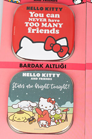 DEKOMUS İLE LİSANSLI YENİ SEZON BEST FRIENDS 2'Lİ BARDAK ALTLIĞI  HELLO KITTY,KUROMI,CINNAMOROLL