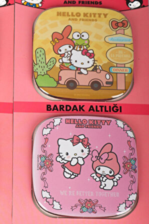 DEKOMUS İLE LİSANSLI YENİ SEZON BEST FRIENDS 2'Lİ BARDAK ALTLIĞI  HELLO KITTY,KUROMI,CINNAMOROLL