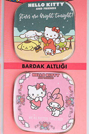 DEKOMUS İLE LİSANSLI YENİ SEZON BEST FRIENDS 2'Lİ BARDAK ALTLIĞI  HELLO KITTY,KUROMI,CINNAMOROLL