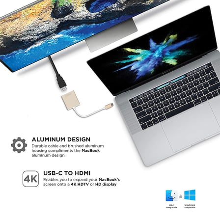 Lunatic 8060 TYPE C TO HDMI 4K 30Hz  dönüştürücü tip C bilgisayar projektör ve Tablet için HDMI adaptörü  Ultra yüksek çözünürlüklü