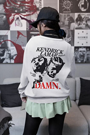 Tasarım Kendrick Lamar Damn. Yazılı Unisex Oversize Rapper Sweatshirt